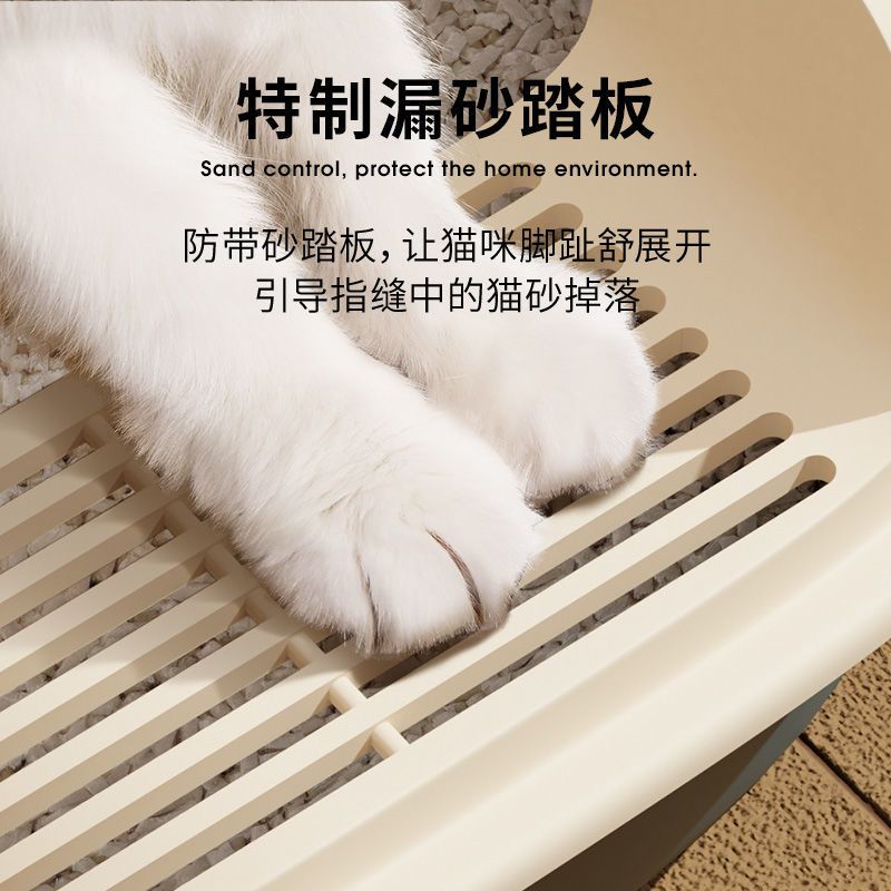 中号-骑士黑-低配 猫砂盆猫咪厕所超大号防外溅带砂开放式猫屎盆全半封闭式幼猫用品