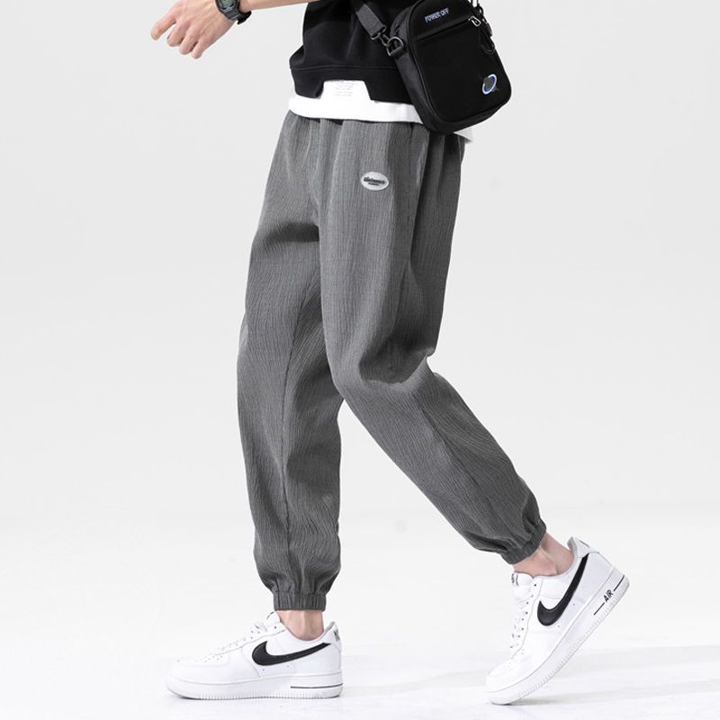 真维斯日系亚麻休闲裤男2022夏季薄款宽松百搭束脚裤外穿九分裤潮