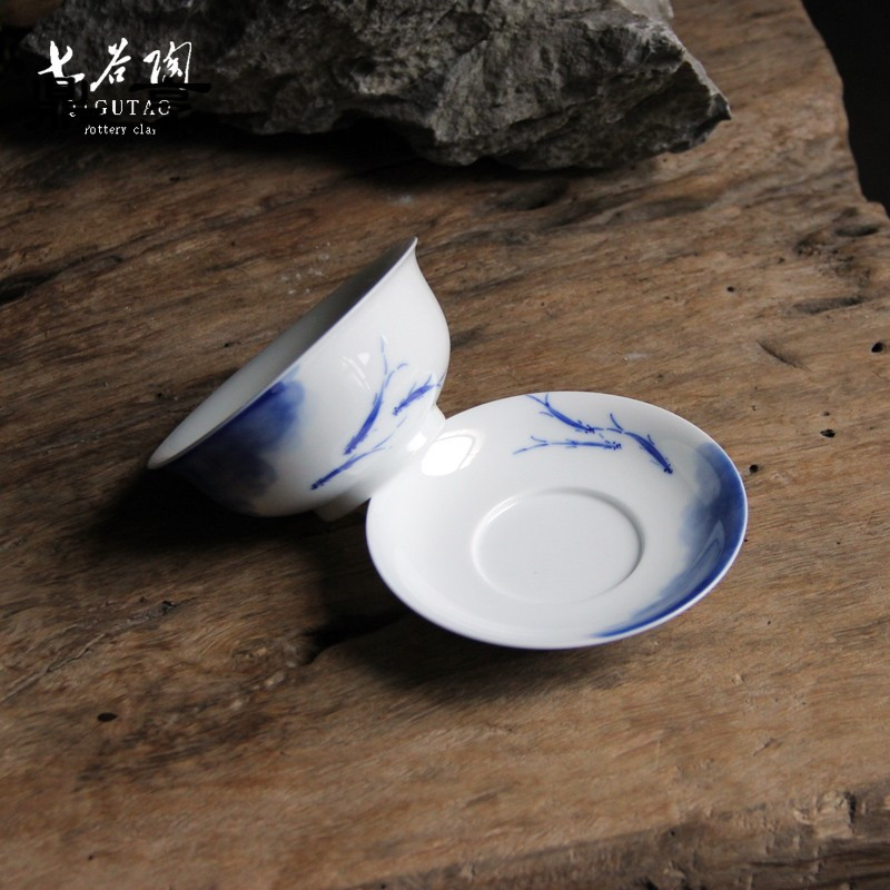 鼎亨景德镇青花手绘盖碗釉下彩高白瓷三才碗陶瓷功夫茶具薄胎手工