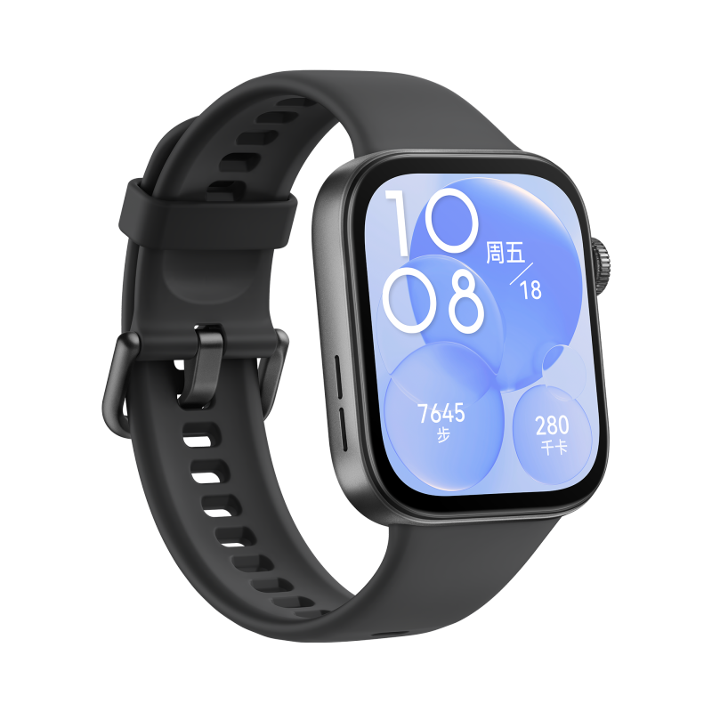 华为(HUAWEI) WATCH FIT 3 智能手表 幻夜黑 氟橡胶表带