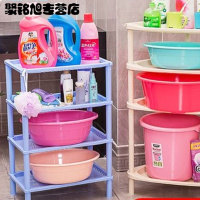 浴室用品浴室置物架加厚浴室置物架卫生间脸盆架洗手间储物厕所洗澡收纳架子三角落地加厚设计实用挂钩送防滑脚垫