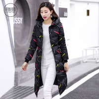 简妮薇(JIANNIWEI)羽绒棉服女中长款2019新款韩版秋冬季棉衣过膝加厚棉袄连帽外套羽绒服女
