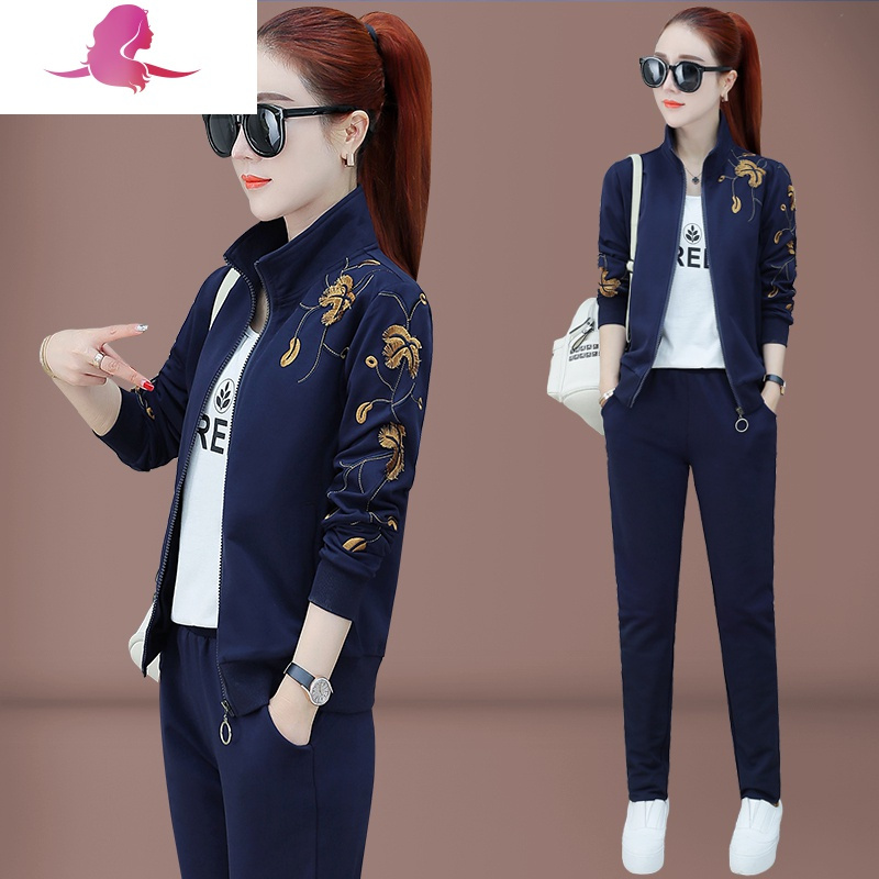 洋气上衣中老年休闲运动套装女阔太太外套中年人女装春秋休闲运动套装