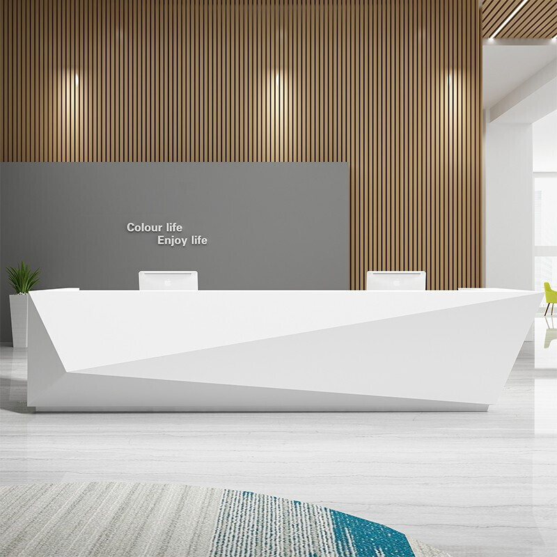 烤漆白色前台接待台简约现代公司收银台服装店院会客接待台市商场前台