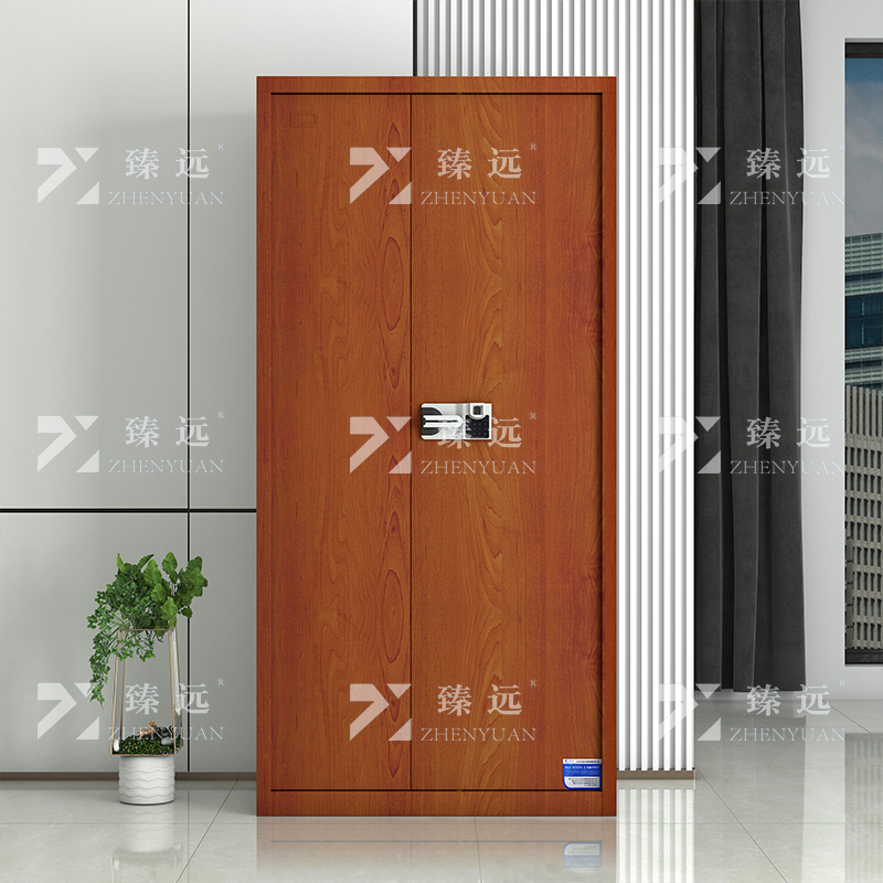臻远 ZYJJ-80051 保密柜 红木纹通门智能指纹密码锁 长900*宽420*高1850 单位:1台高清大图