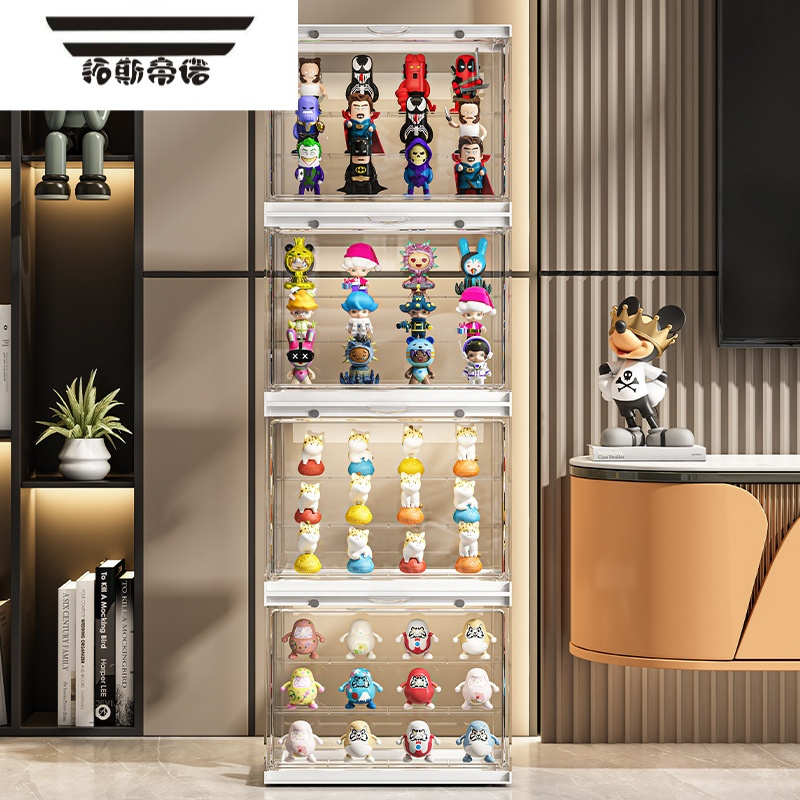 拓斯帝诺盲盒收纳展示架泡泡玛特展示盒亚克力透明防尘盒子手办展示柜