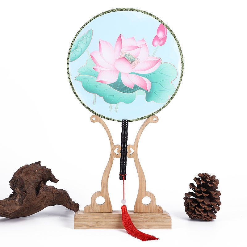 双面团扇古风舞蹈苏圆扇旗袍汉服广场舞扇子