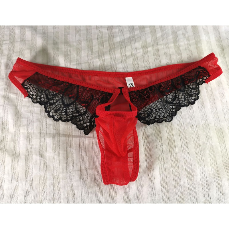 suntek男女情侣内裤开档内裤女性惑开叉蕾丝性感内裤女大码开裆情趣