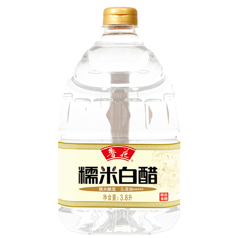 鲁花糯米白醋3.8L酿造白醋桶装食用果醋泡脚洗脸清洁家用非醋精
