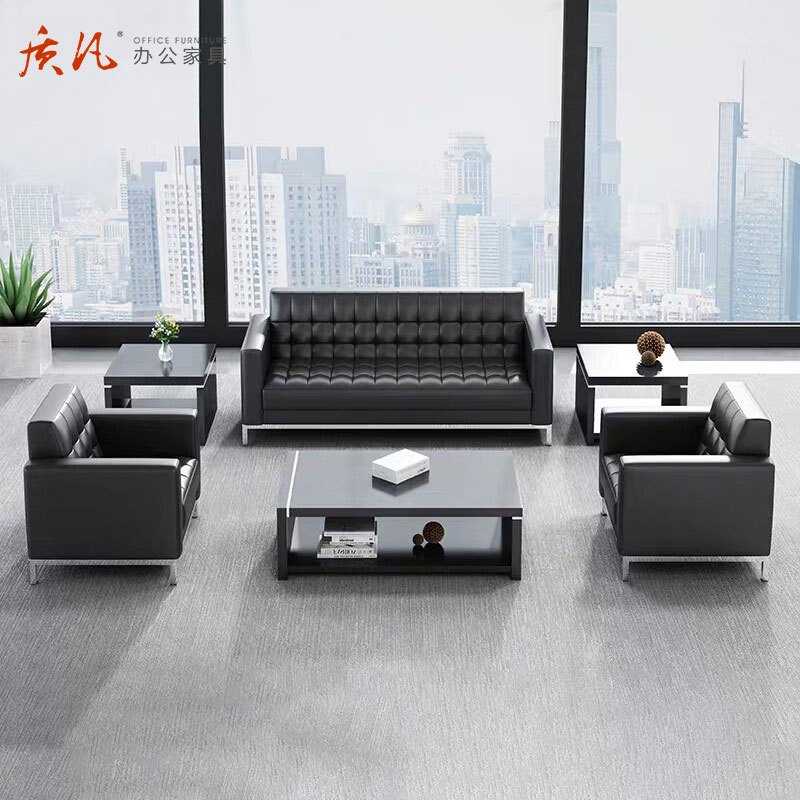 质凡商务接待室沙发茶几 单人位+三人位高清大图