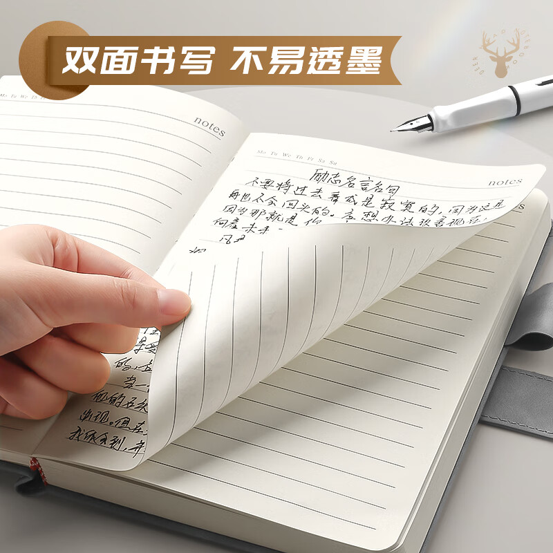 金值 a5带磁扣笔记本子超厚商务记事本加厚大学生日记本办公文具用品皮面本子工作本会议记录本 极简灰/416页高清大图