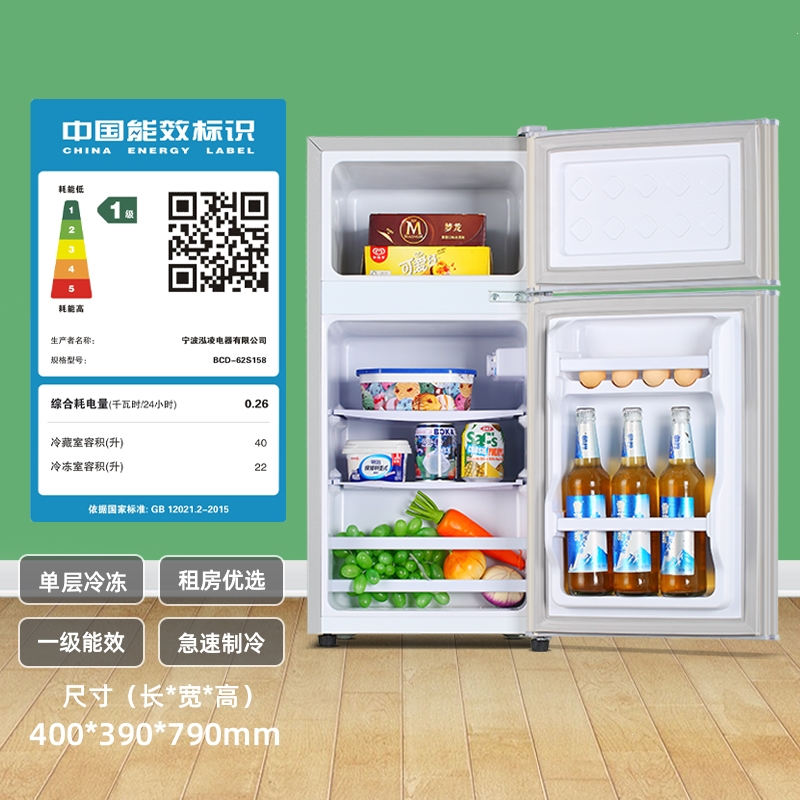 扬子佳科技小冰箱家用小型冰箱宿舍租房二人省电双门冰箱冷冻冷藏
