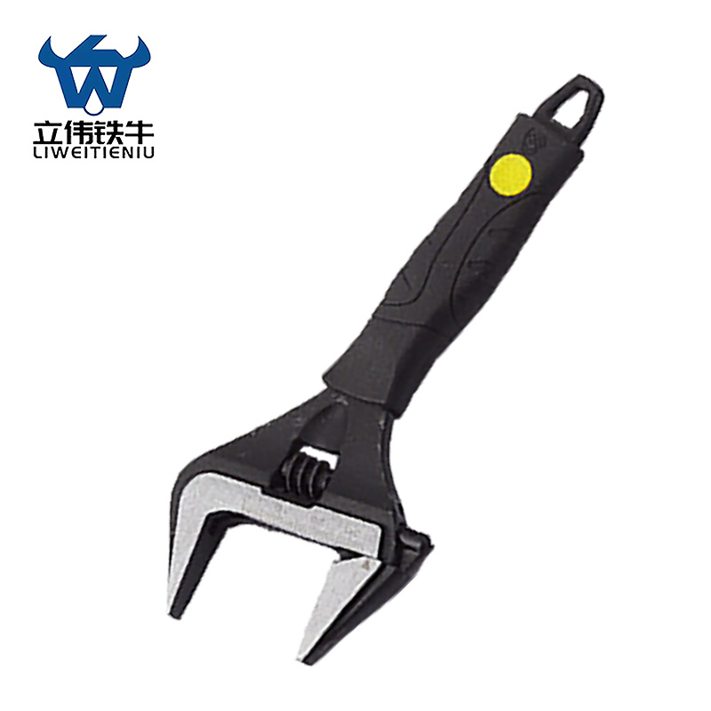 立伟铁牛黑色超大开口扳手6寸/把高清大图