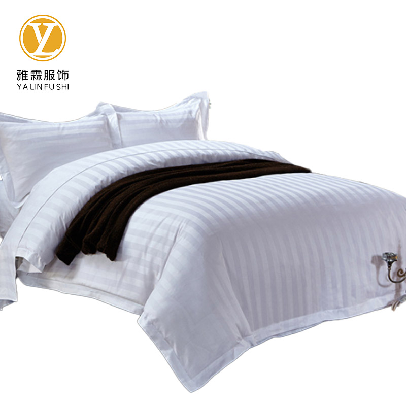 雅霖服 全棉加密缎条白色三件套YLF-SJT090911 套高清大图