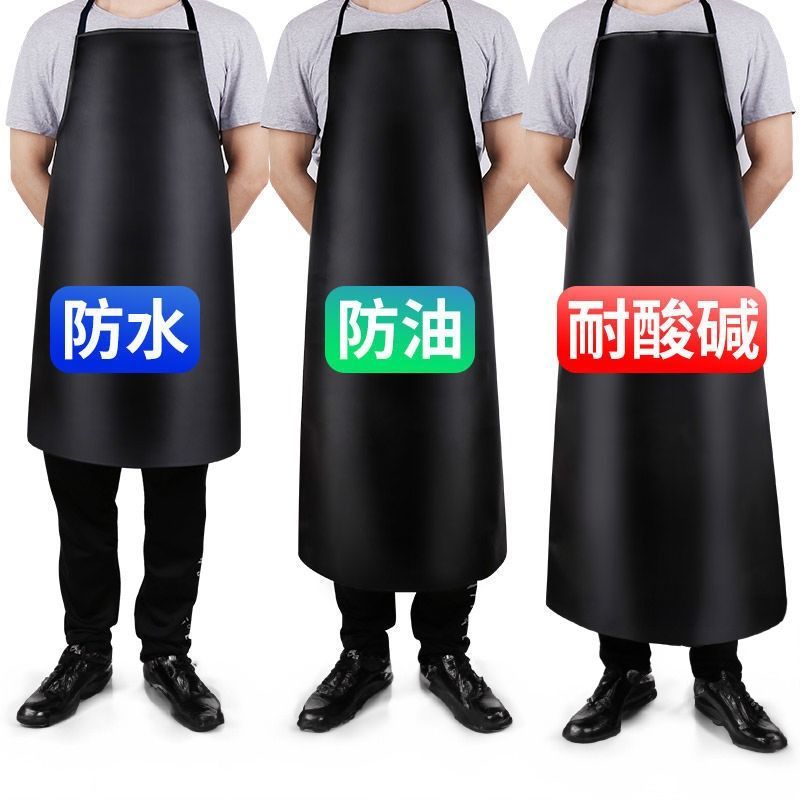 皮革罩衣防水防油长袖围裙成人男女反穿衣加大软皮工作服厨房围腰高清大图