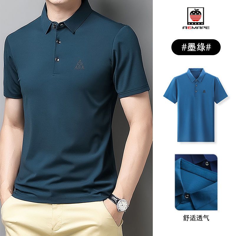 爱曼普正品男士polo衫男中青老棉T恤男印花休闲大码衣服男上衣男