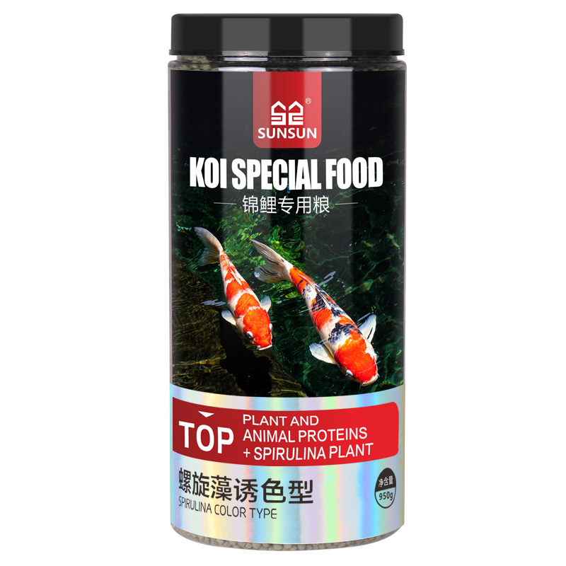 锦鲤鱼饲料高螺旋藻观赏鱼金鱼鱼粮不浑水鱼食小型鱼小颗粒高清大图
