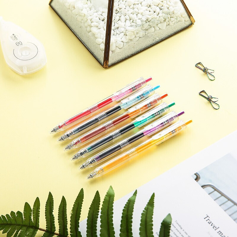 晨光(M&G) AGPH5609 0.5mm本味6色中性笔 按动式彩色速干笔财务水笔手账记号笔 6色/包高清大图