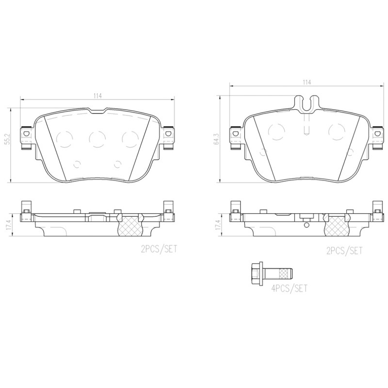 布雷博(brembo)后片.陶瓷P50136N适配16-20款奔驰E级(W213/A/C238)