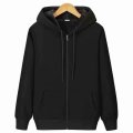 外套男士秋冬季加绒加厚复合不倒绒纯色大码拉链连帽卫衣 L 纯黑拉链卫衣【常规款】