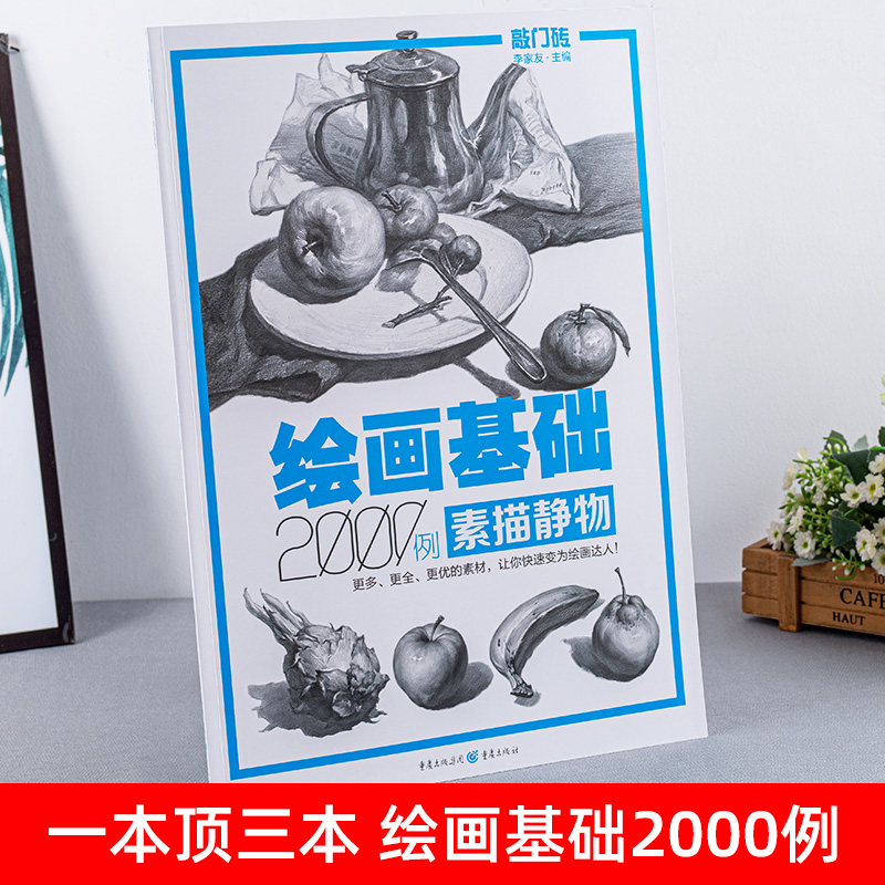 [醉染正版]正版 绘画基础2000例素描静物 敲门砖 素描基础铅笔碳笔素描静物画临摹范画 素描入门自学美术辅导书 高高清大图