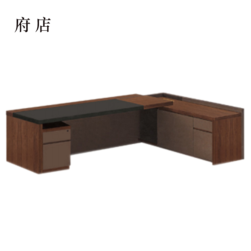 府店时尚老板桌总裁办公桌组合2400*800*750mm配固定副柜[工厂现做 七天内发货]