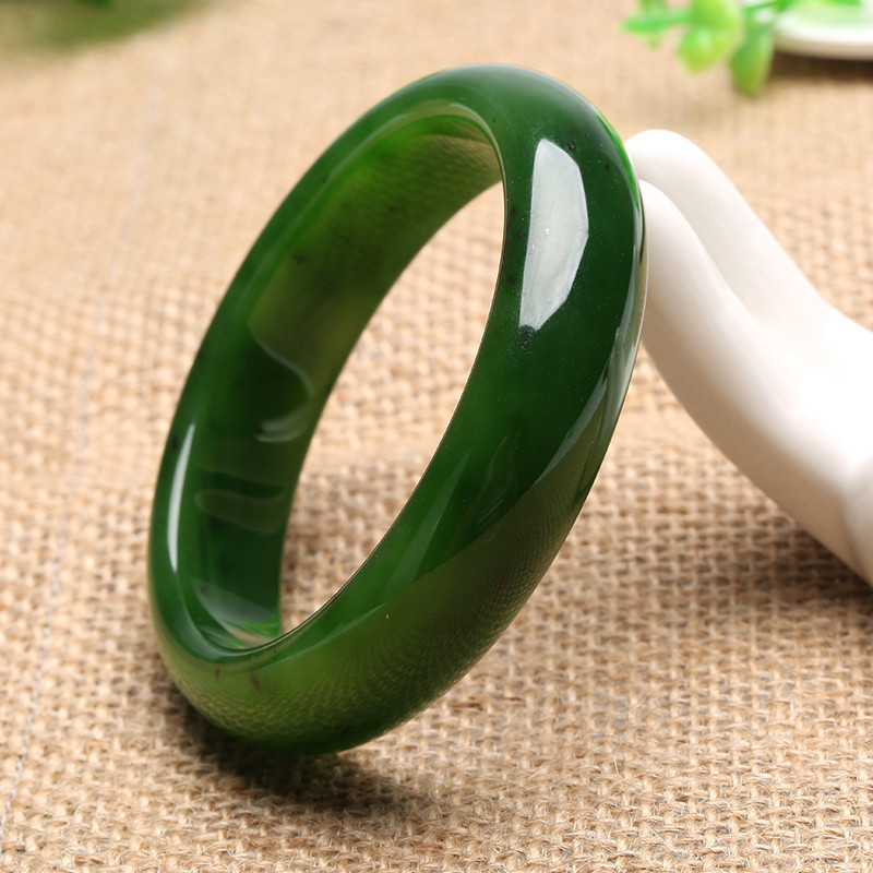 印象眸和田玉碧玉手镯油润菠菜绿玉镯多口径附证书母亲节礼物