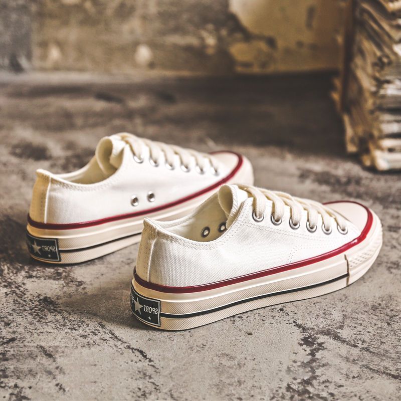 1970s经典百搭低帮帆布鞋女学生韩版原宿ins港风复古牛奶平底板鞋