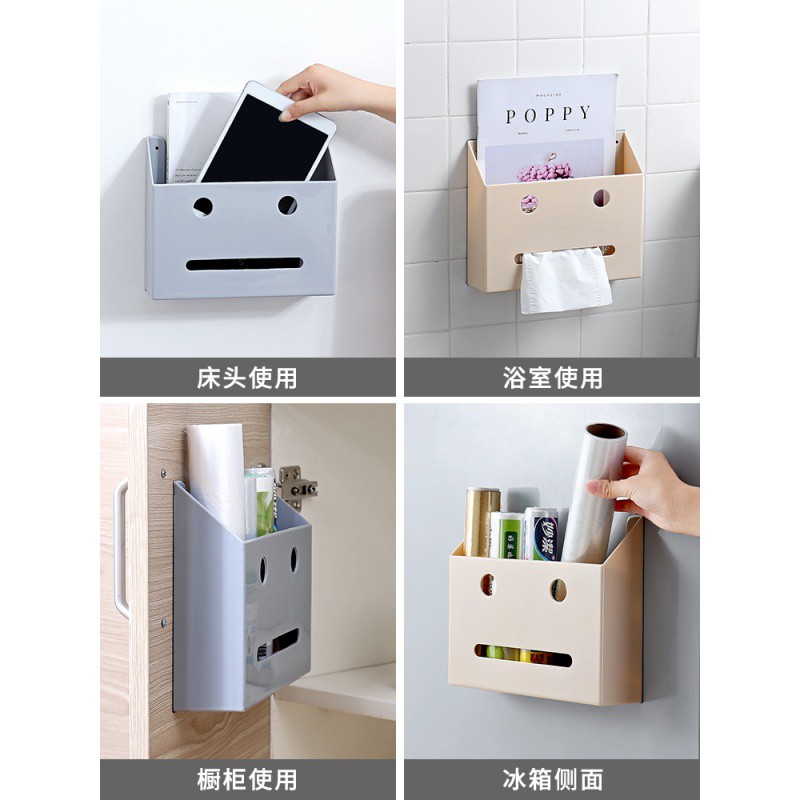 冰箱橱柜侧面收纳架 厨房保鲜膜收纳盒壁挂式置物架整理架收纳层架 三维工匠高清大图