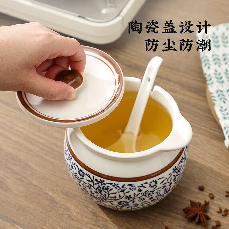 美厨调味罐陶瓷1.4L带盖猪油罐调料盆猪油盆MCX2501高清大图