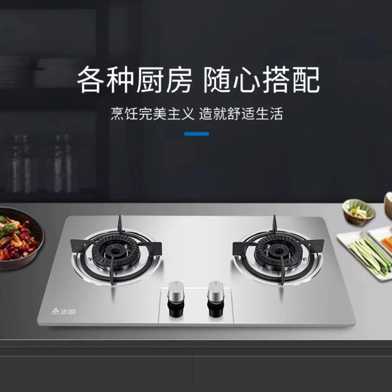 志高(CHIGO)F206A双灶眼灶具一级能效家用台嵌两用不锈钢面板熄火保护燃气灶(天然气)