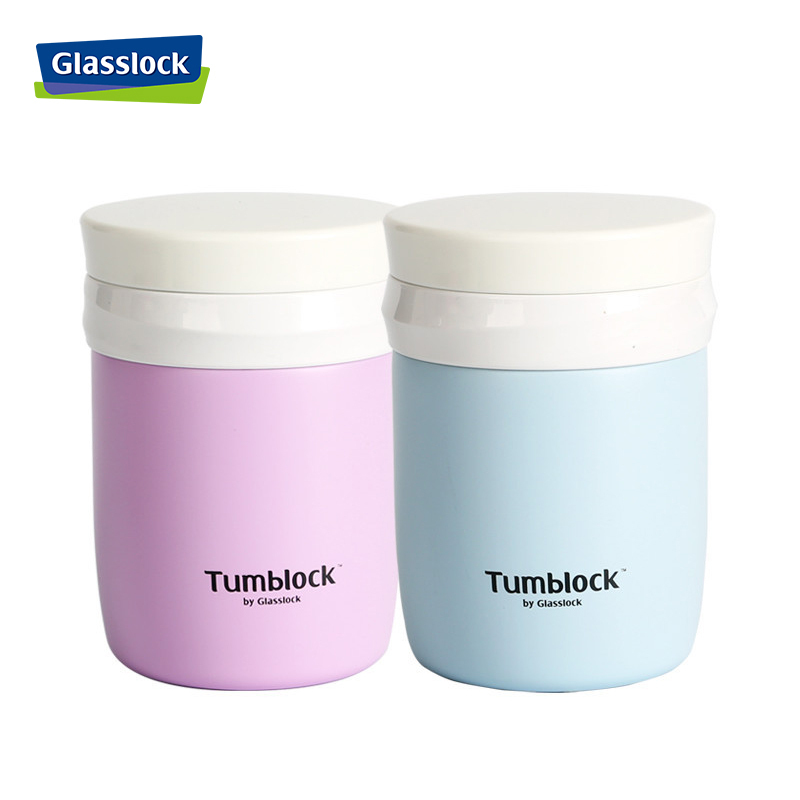 三光云彩(GLASSLOCK)GTL3211B保温杯真空焖烧杯380ml便携式304不锈钢学生保温桶蓝色焖烧罐饭盒