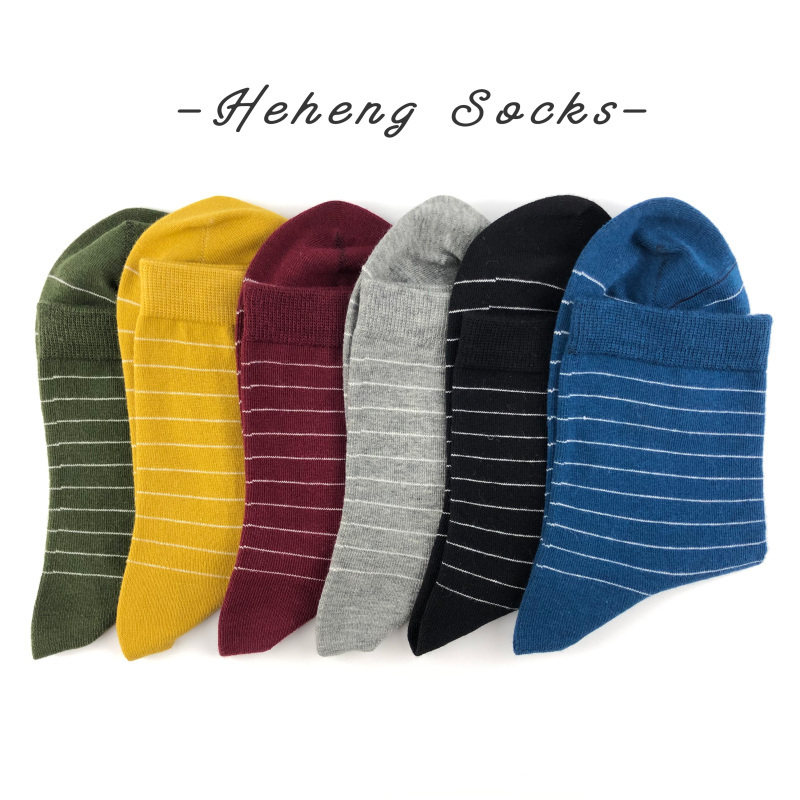 Heheng·和亨 条纹日韩ins学院风棉潮流中筒袜透气堆堆袜四季女袜