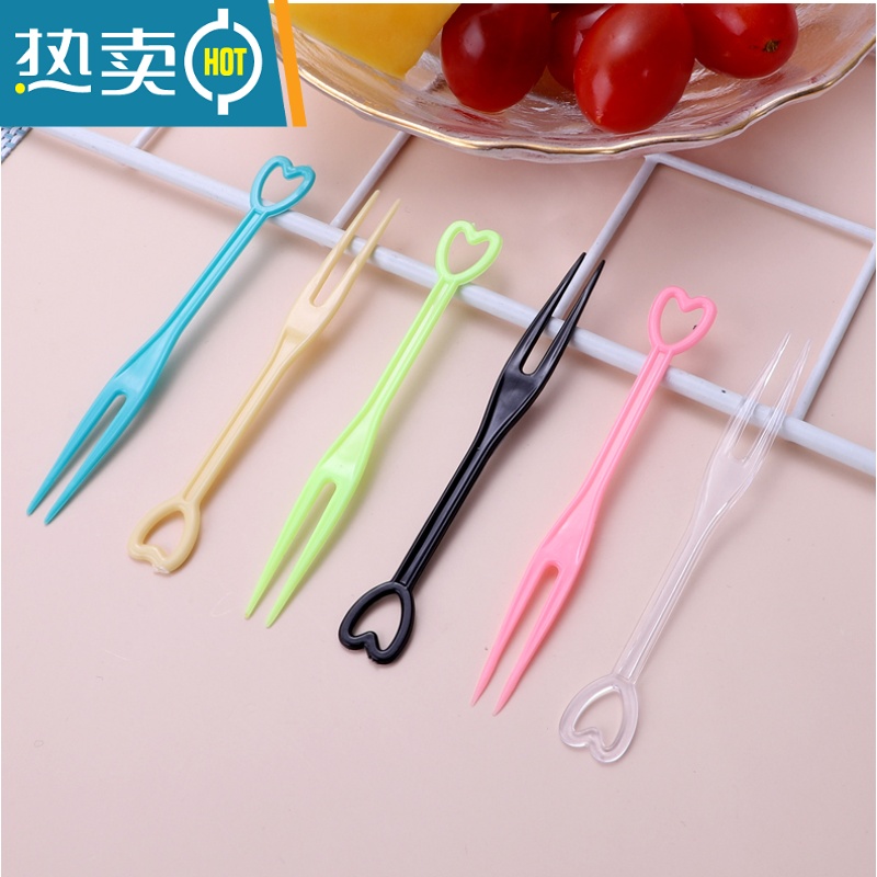 敬平水果叉子单独包装KTV酒吧透明塑料水果签果插小叉子 OK叉彩色 1万支高清大图