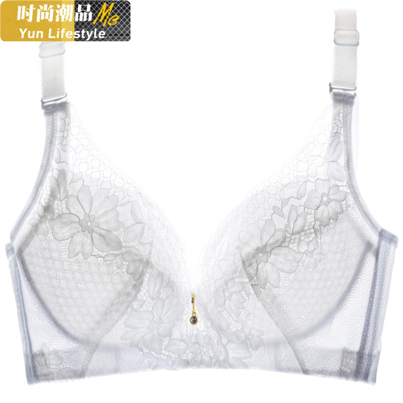 YUNWUXIN内衣女夏薄款无钢圈聚拢大码胖mm超薄文胸套装大胸显小防下垂胸罩文胸套装