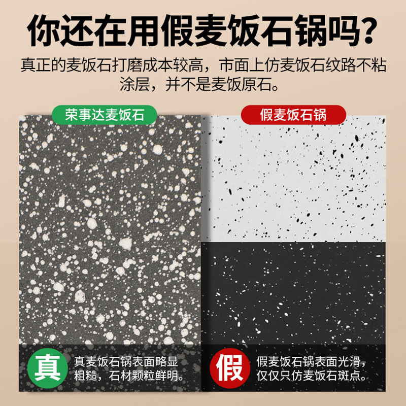 荣事达(Royalstar)煎锅麦饭石不粘锅26cm平底锅家用煎牛排煎炒锅煎蛋电磁炉燃气灶通用RA12220505