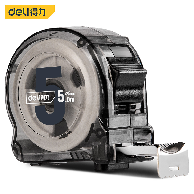 得力(deli)钢卷尺5mx25mm透明壳(灰) DL270525T 把