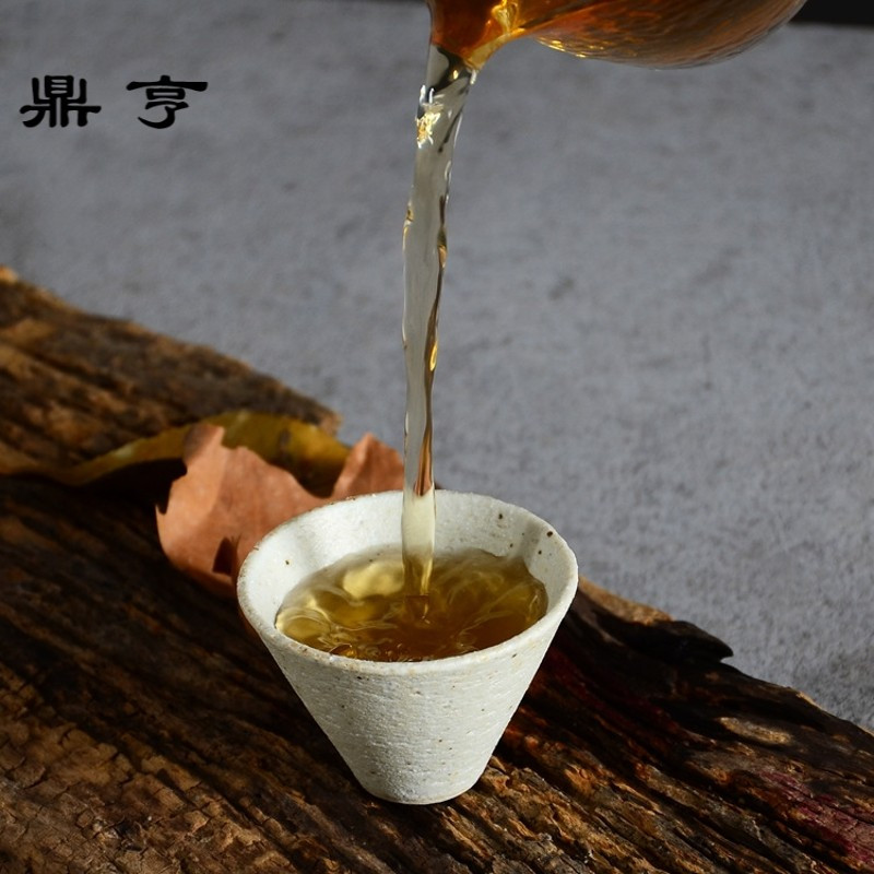 鼎亨青物烧功夫主人杯手工薄斗笠大茶杯 手工普洱品茗杯景德镇陶
