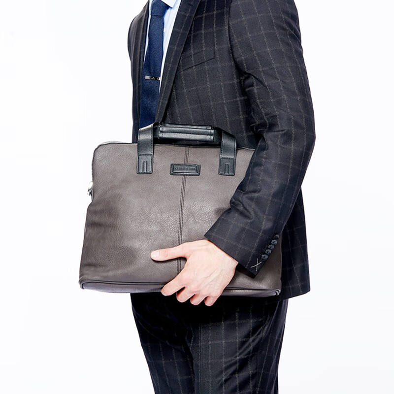 卓诺迪(Cerruti 1881)阿拉梅达系列灰褐色公文包 NTD613高清大图