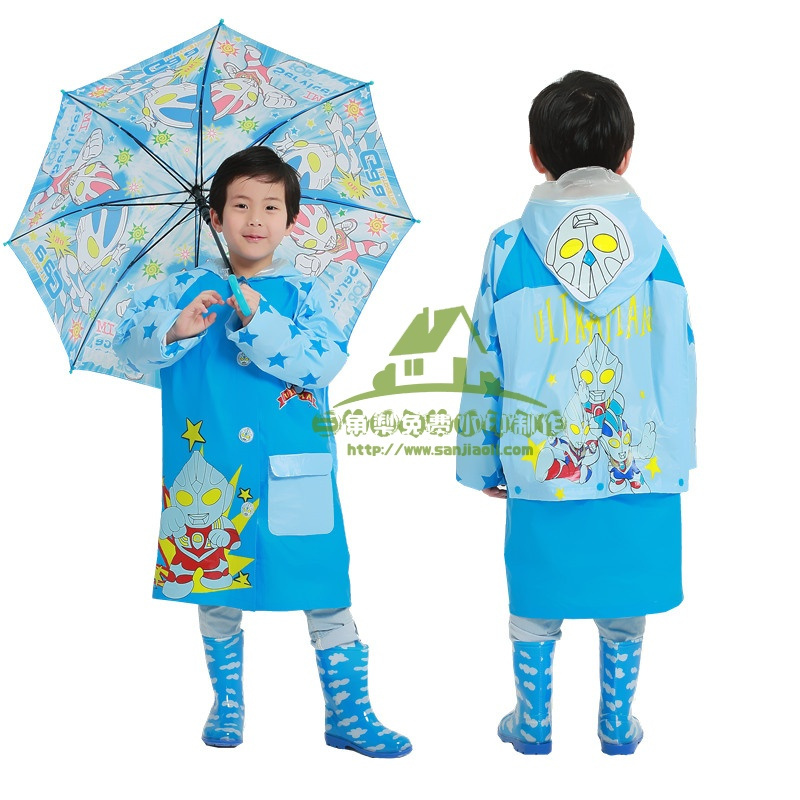 新款儿童雨衣雨披加厚小孩小学生宝宝带大书包位幼儿园奥特曼男童雨鞋