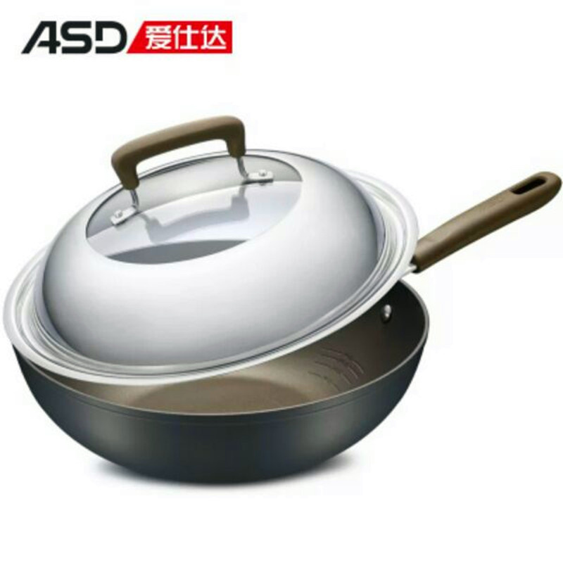 ASD/爱仕达CL32Y2Q平底不沾锅 30cm家用无油烟炒锅油炸平底锅电磁炉燃气通用