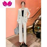 七斓高级感西装套装女2023年春装新款高端英伦风时尚气质休闲职业西服 M现货101-115斤 米白色春秋加厚上衣+裤子