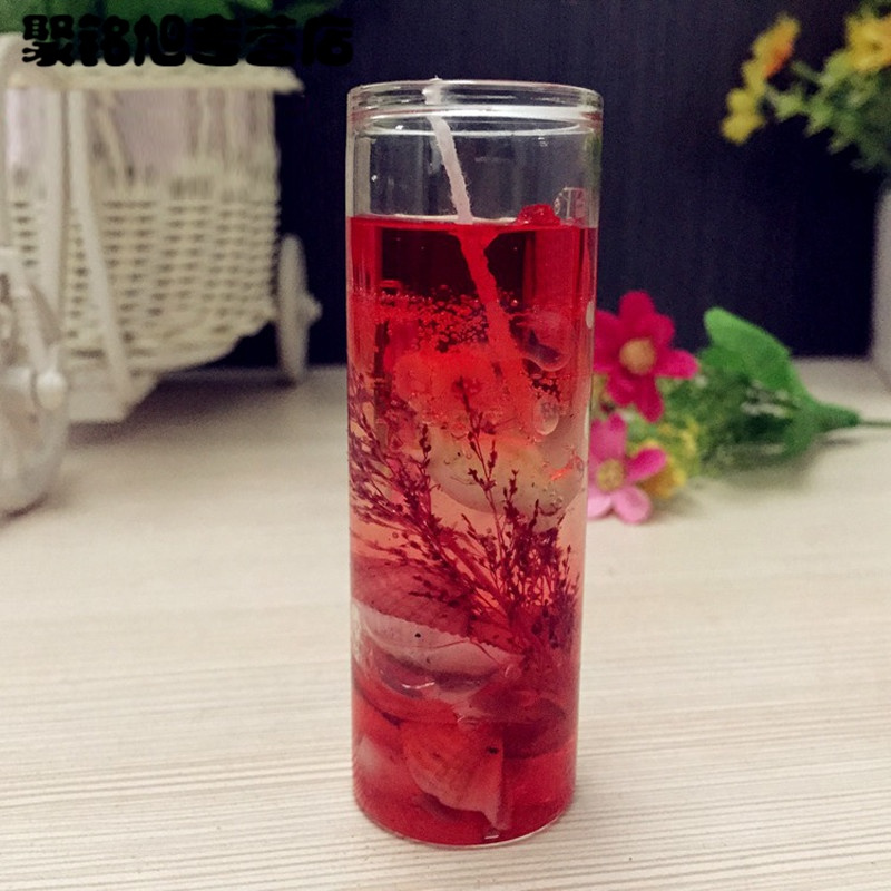 贝壳香薰海洋果冻小蜡烛浪漫情人节七夕表白生日婚庆蜡烛杯果冻蜡烛-珊瑚红小号2个装