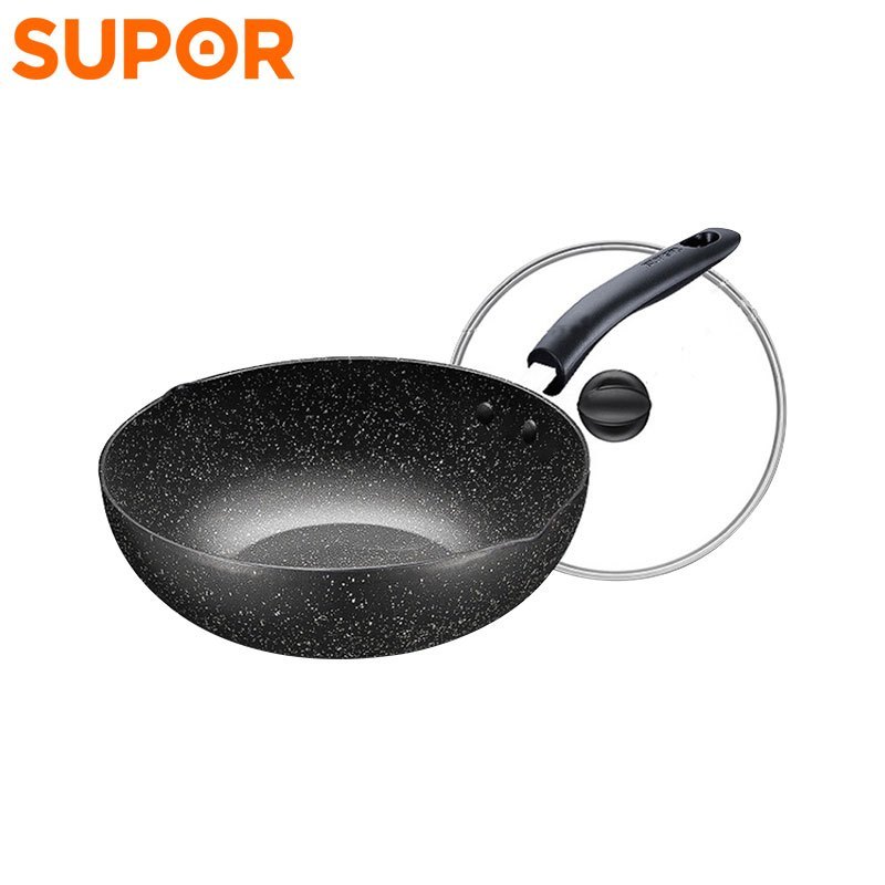 苏泊尔(SUPOR)星石尚健康不粘煎炒锅麦饭石色不粘锅炒菜锅少油烟家用烹饪煤燃气灶电磁炉通 NJ28PA2