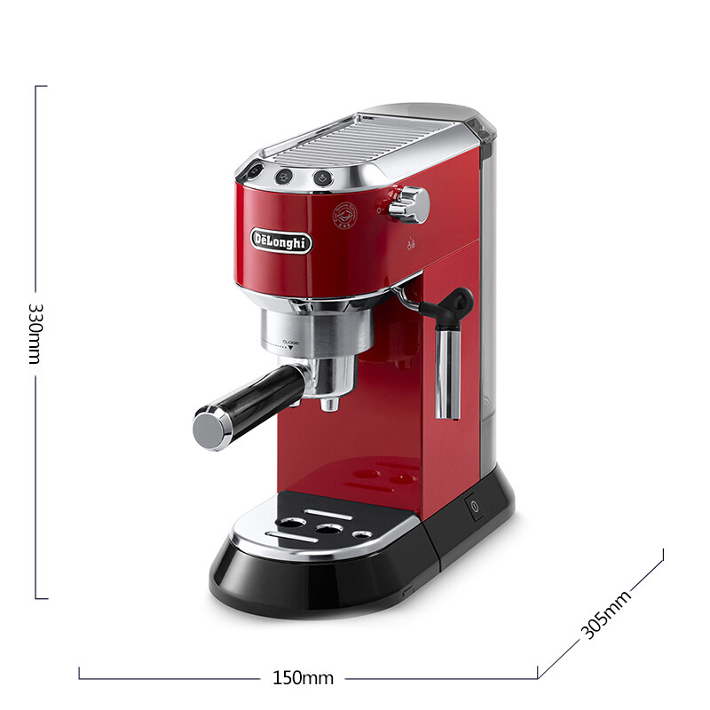 德龙(Delonghi)咖啡机 半自动咖啡机 意式浓缩 家用 泵压式 EC680.R 红色