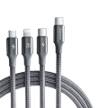 罗马仕苹果数据线三合一type-c充电线PD快充20W充电器线适用于iphone15/14安卓一拖三头华为小米手机车载