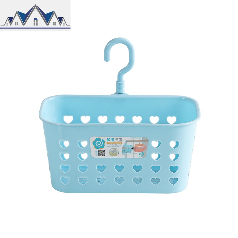 宿舍床头小挂篮塑料收纳篮卫生间置物篮厨房挂钩沥水浴室悬挂吊篮 三维工匠 蓝色单钩
