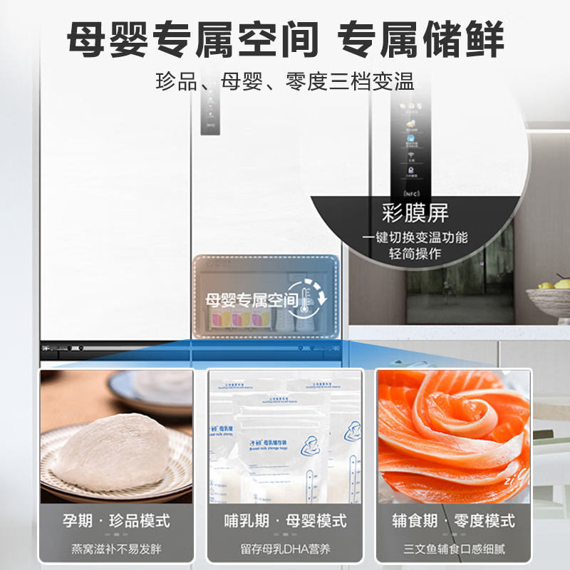 海尔(Haier)十字对开门冰箱520L容量 一级能效 零嵌超薄嵌入式家用风冷无霜BCD-520WGHTD14GZU1