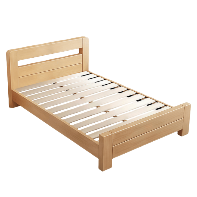 鑫木樽实木床 1.5m+5cm床垫+床头柜*1组高清大图