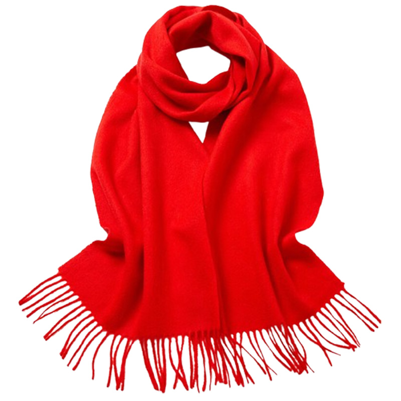 恒源祥围巾30*180cm柔软蓬松大红色HEA529509